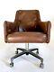 Vintage Midcentury Danish Clam Faux Leather Chromcraft Chair Office Cantilever