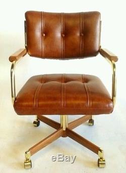 Vintage MidCentury Danish Clam Faux Leather Chromcraft Chair Office Cantilever