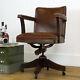 Vintage Oak And Leather Hillcrest Swivel Desk Office Chair 1930s