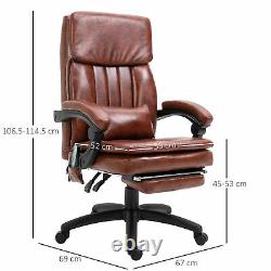 Vintage PU Leather Deluxe Massage Office with 7 Points Back Pillow Footrest Brown