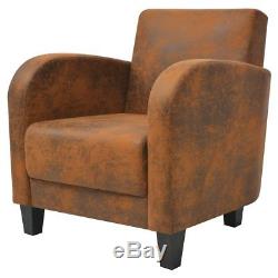 Vintage Pine Wood Armchair Chair Seating Foam Upholstered Office PU Leather Home