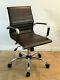 Vintage Retro Brown Ribbed Faux Leather Classic Designer Office Chair Eames