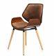 Vintage Retro Dining Chair Luxury Faux Leather Walnut Office Waiting Room Seat