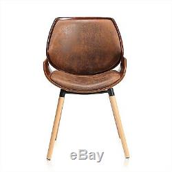 Vintage Retro Dining Chair LUXURY Faux Leather Walnut Office Waiting Room Seat