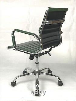 Vintage Retro GREEN Ribbed Faux Leather Classic Designer Office Chair Eames