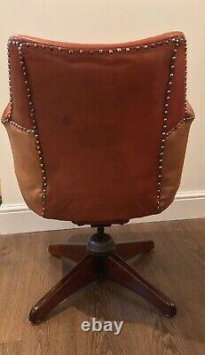 Vintage / Retro Leather Swivel Tilt Desk Office Chair Hillcrest Restored