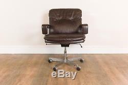Vintage Retro Verco Brown Leather and Chrome Desk Chair