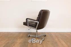 Vintage Retro Verco Brown Leather and Chrome Desk Chair