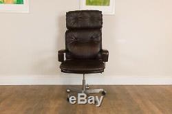 Vintage Retro VercoBrown Leather High Backed Desk Chair
