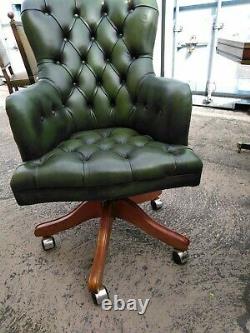 Vintage Ring Mekanikk Office chair, green leather, good used condition