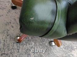 Vintage Ring Mekanikk Office chair, green leather, good used condition