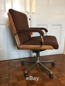 Vintage Rosewood Chrome Danish Design Leather Swivel Desk, Office Armchair