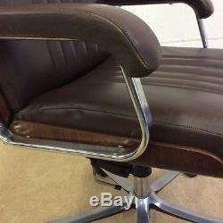 Vintage Rosewood Chrome Danish Design Leather Swivel Desk, Office Armchair