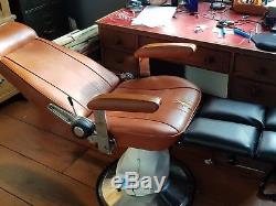 Vintage Salvage Tan Brown Leather Armchair. Osteopath chair. Office chair