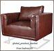 Vintage Sofa Armchair Luxury Pu Leather Lounge Retro Chair Home Office Wide Seat