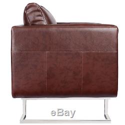 Vintage Sofa Armchair Luxury PU Leather Lounge Retro Chair Home Office Wide Seat