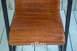 Vintage Style Leather Retro Industrial Cafe Bar Office Carver Arm Chairs