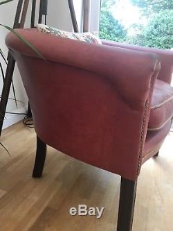 Vintage Style Rose Pink Leather Club Armchair Tub chair Reading/Office/ Lounge