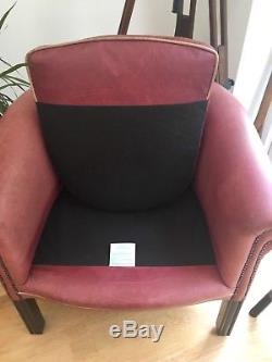 Vintage Style Rose Pink Leather Club Armchair Tub chair Reading/Office/ Lounge