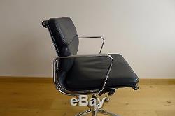 Vintage Vitra Charles & Ray Eames ea217 Chrome & Black Leather desk chair