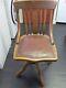 Vintage Wood Leather Office Chair Swivel Chair 30's 40's Desk English 88cm Label