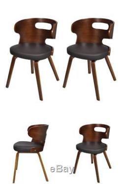 Vintage Wooden Leather Chairs Black Dining Living Room Office Seating Decoration