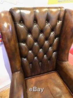 Vintage chesterfield style leather office swivel chair