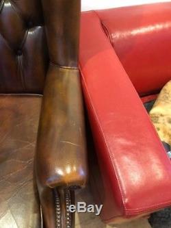 Vintage chesterfield style leather office swivel chair