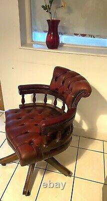 Vintage red Oxblood leather chesterfield captains Sw chair Swivel Office Chair