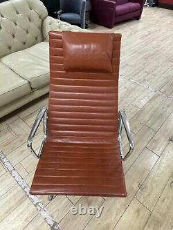 Vitra Brown Leather Aluminum Group 124 Eames Armchair Office Home Slough