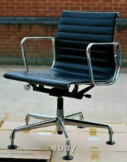 Vitra Charles Eames Ea108 Office Chair Black Leather Swivel Collect Le2 / Dpd