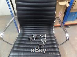 Vitra Eames Aluminium Group EA117 Chair BLACK LEATHER