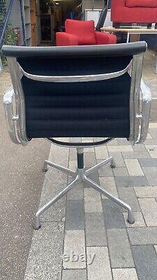 Vitra Eames EA108 Office Aluminium Chair, Chrome & Black Ribbed Leather 20x Aval