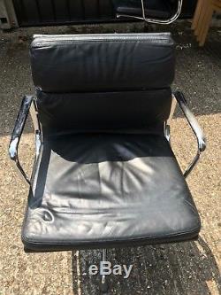 Vitra Eames Ea208 Black Leather Chair Rrp £2000
