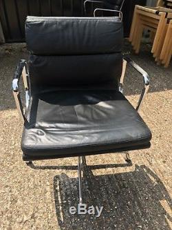 Vitra Eames Ea208 Black Leather Chair Rrp £2000