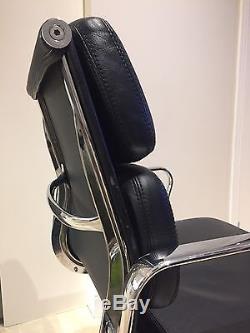 Vitra Eames Reproduction Soft Pad Black Italian Leather Low Back Office Chair