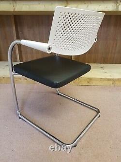 Vitra Visavis 2 Designer Meeting Office Chair, Chrome Cantilever, Black leather