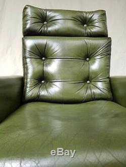 Vtg Mid Century Norwegian Leather Office Swivel Chair By Ring Mobelfabrikk #423