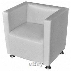 White Armchair Chair Lounge Reception Waiting Room Office Faux Leather Seat Read