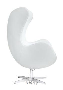 White Egg Chair Faux White Leather Retro Swivel Leather Home, Living, Office