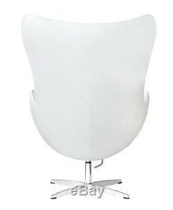 White Egg Chair Faux White Leather Retro Swivel Leather Home, Living, Office