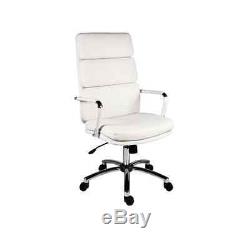 White Executive Chair Office High Back Faux Leather Computer Retro Swivel Desk