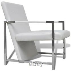 White Faux Leather Armchair Modern Office Chair Reception Living Room Sofa Seat