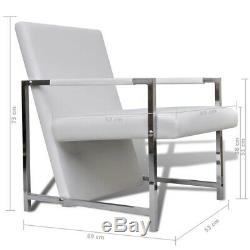 White Faux Leather Armchair Modern Office Chair Reception Living Room Sofa Seat