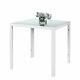 White Glass Dining Table And 4 Padded Chairs Sets Office Home Kitchen Furniture