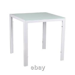 White Glass Dining Table and 4 Padded Chairs Sets Office Home Kitchen Furniture