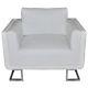 White Modern Armchair Living Room Club Chair Cube Office Leather Seat Chrome Leg