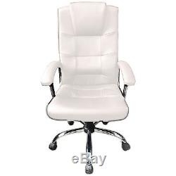 White Office Chair Business Faux Leather swivel executive computer P37