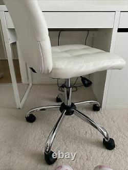 White Table Desk Micke Ikea And PU Leather Chair Bedroom Work Office School Set
