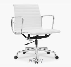 White leather Eames-style office chair